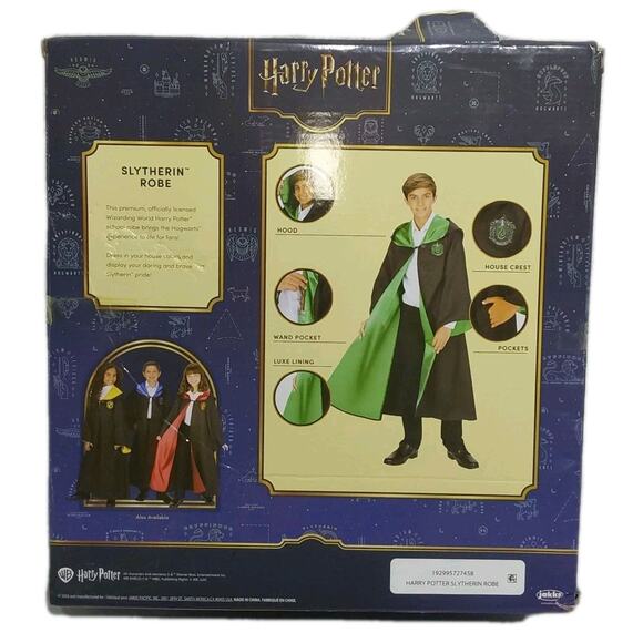 Harry Potter Slytherin Kids Costume Robe With Hood Ages 10+ Officially Licensed - Picture 3 of 4